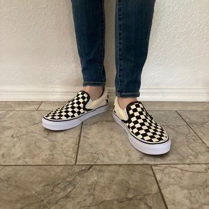 Vans Classic Black Checker Slip On Sneakers Size 7